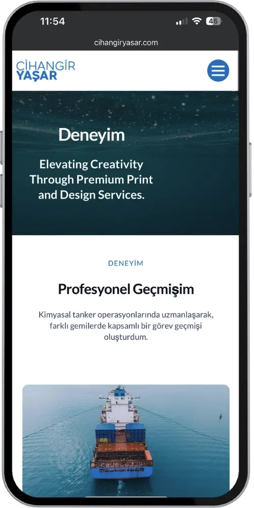 kişisel website tasarımı creaviser cihangir yaşar ana sayfa
