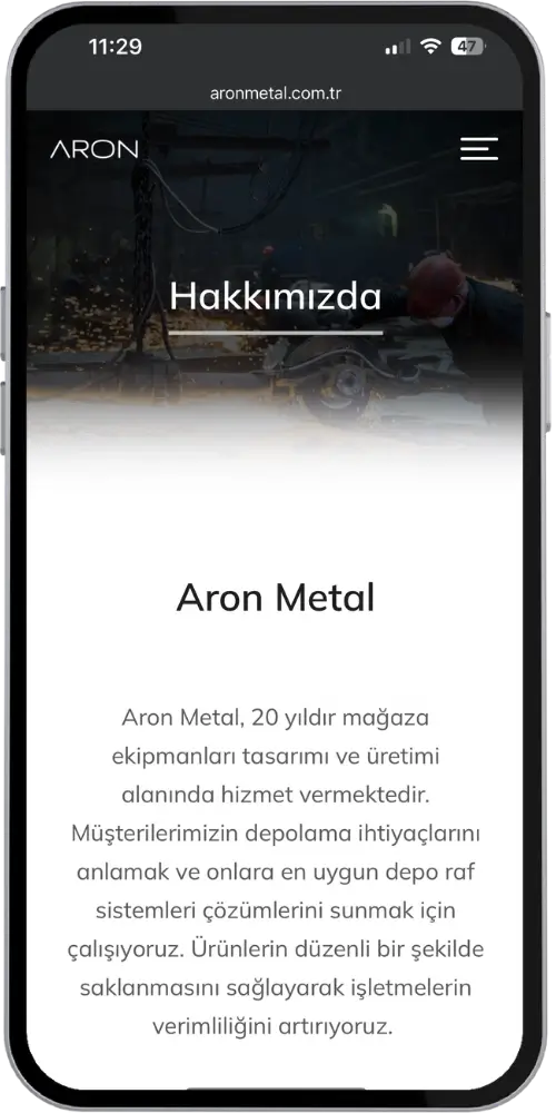 Kurumsal web site örnekleri aron metal hakkımızda