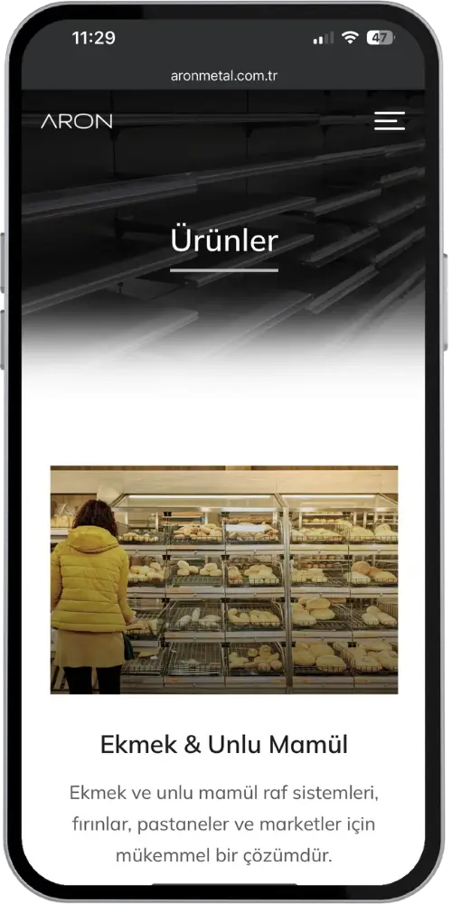 Kurumsal web site örnekleri aron metal ürünler