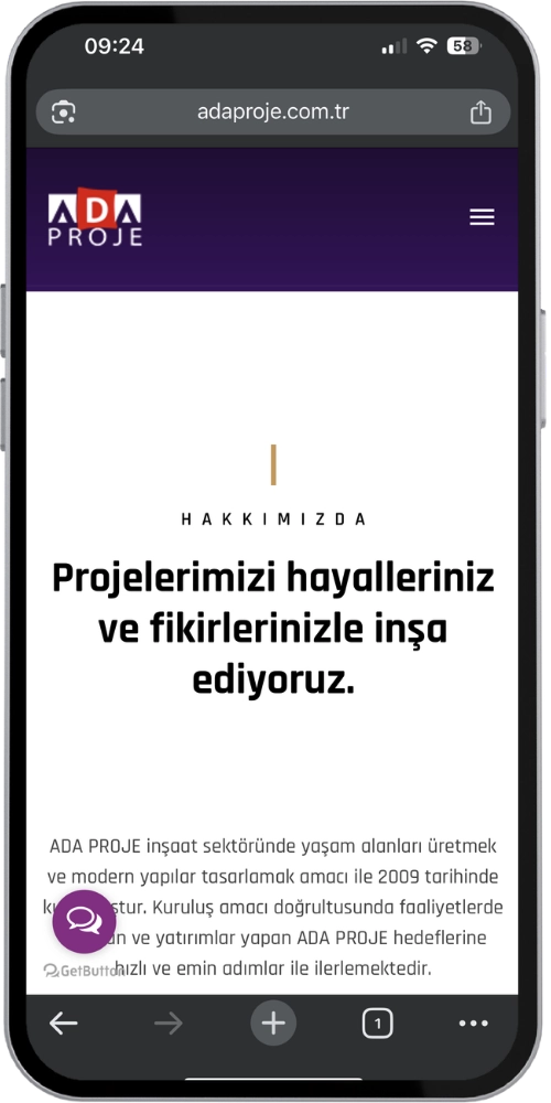 inşaat website tasarımı ada projeler