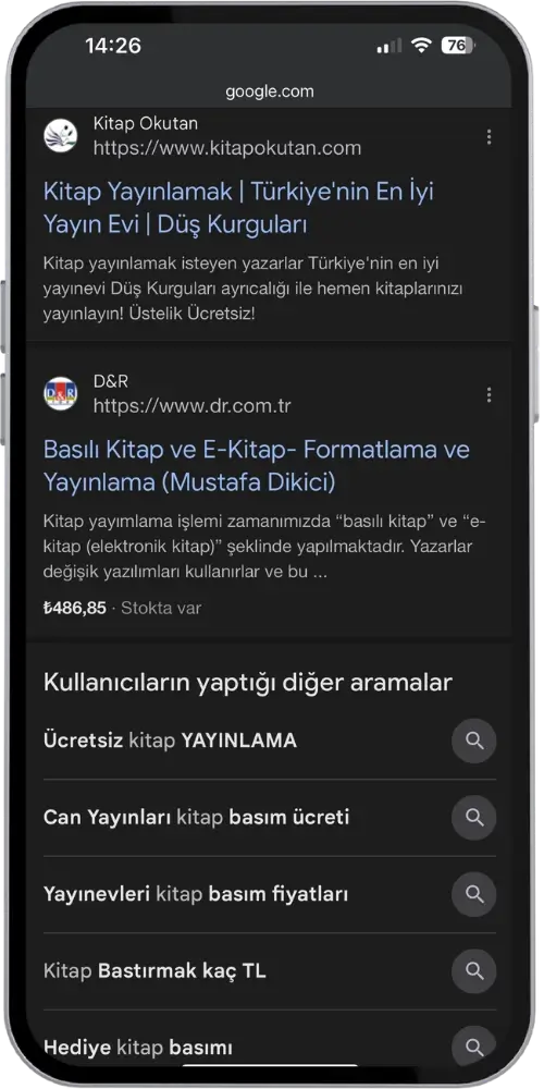 profesyonel seo hizmeti örnekleri creaviser kitap okutan