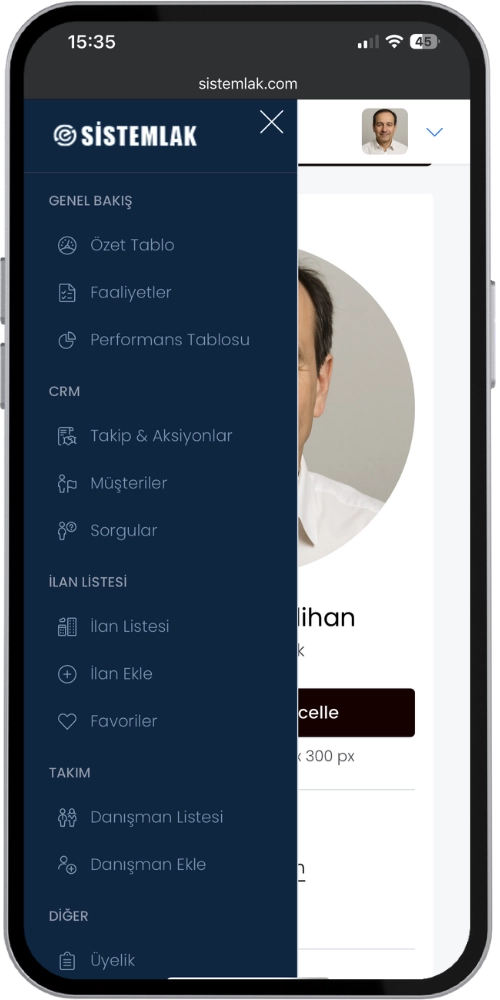 emlakçılar için sistem